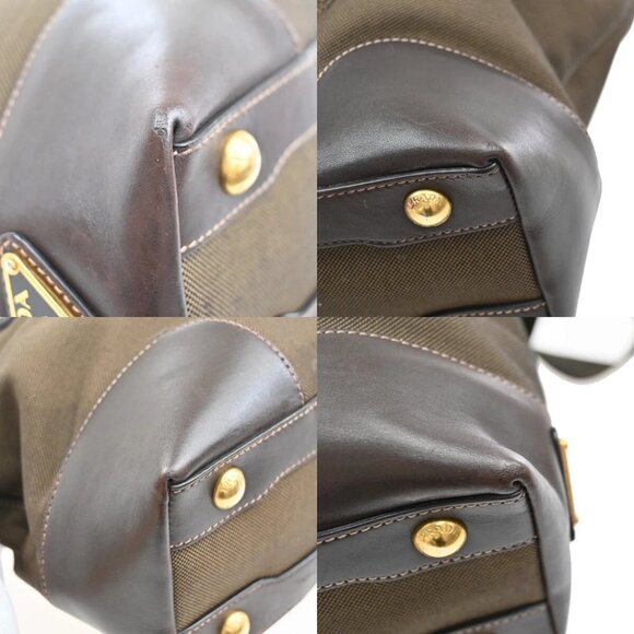 PRADA MILANO Logo 2Way Shoulder Hand Bag Jacquard Leather Brown GHW - Picture 7 of 15